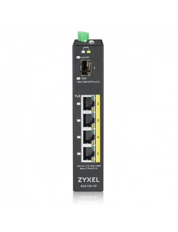 ZyXEL RGS100-5P 4port GbE LAN (120W) PoE 1port GbE SFP ipari switch
